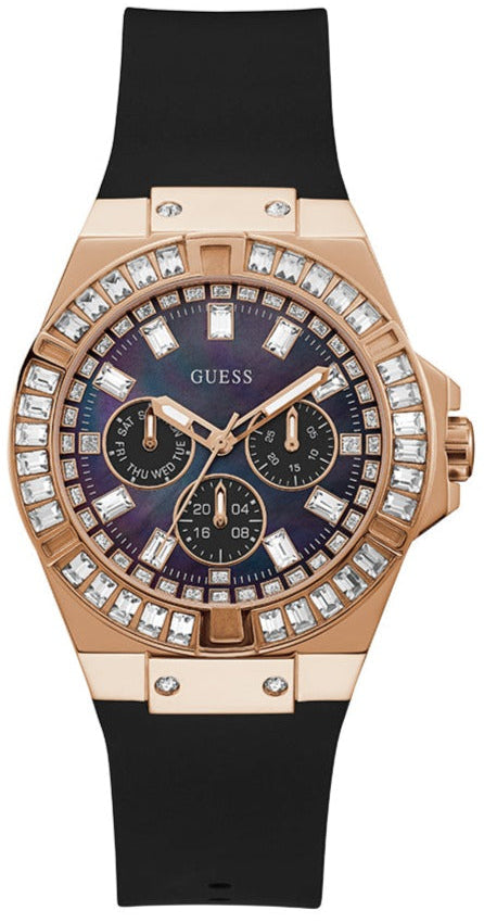 Shop Guess Venus Diamonds Black Dial Black Rubber Strap Watch for Women - GW0118L2 in USA