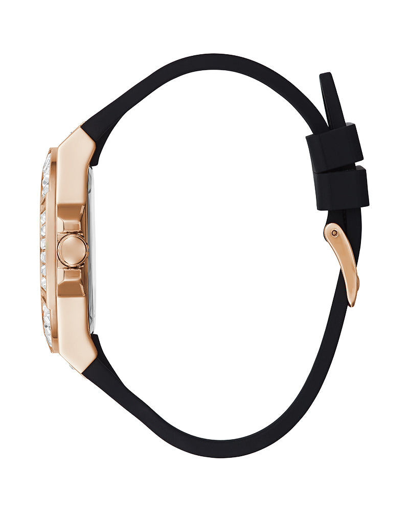 Shop Guess Venus Diamonds Black Dial Black Rubber Strap Watch for Women - GW0118L2 in USA
