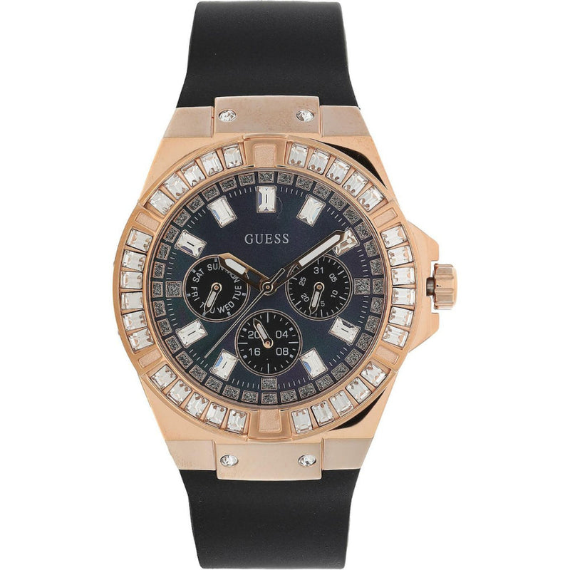 Shop Guess Venus Diamonds Black Dial Black Rubber Strap Watch for Women - GW0118L2 in USA
