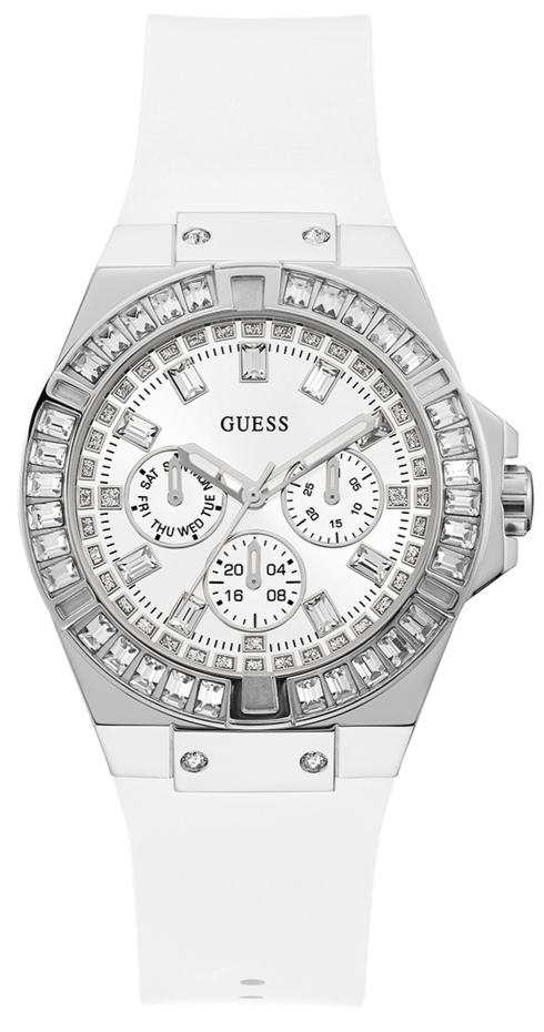 Shop Guess Venus Diamonds White Dial White Rubber Strap Watch for Women - GW0118L3 in USA