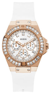 Shop Guess Venus Diamonds White Dial White Rubber Strap Watch for Women - GW0118L4 in USA