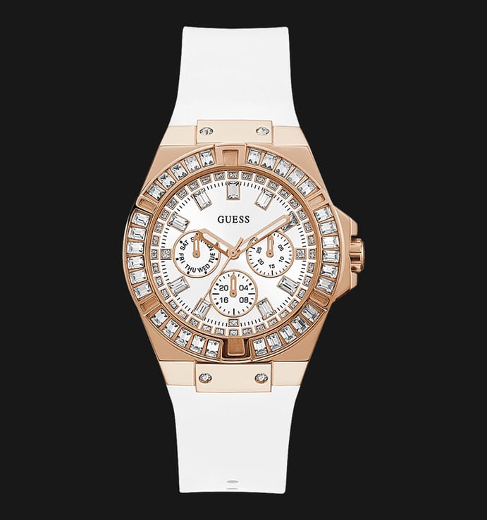 Shop Guess Venus Diamonds White Dial White Rubber Strap Watch for Women - GW0118L4 in USA
