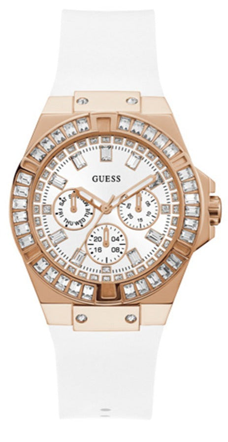 Shop Guess Venus Diamonds White Dial White Rubber Strap Watch for Women - GW0118L4 in USA