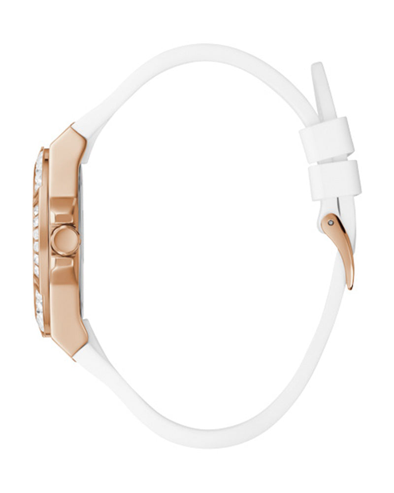 Shop Guess Venus Diamonds White Dial White Rubber Strap Watch for Women - GW0118L4 in USA