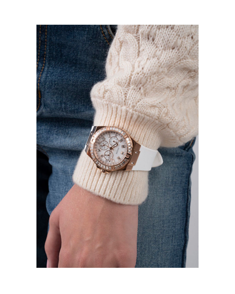 Shop Guess Venus Diamonds White Dial White Rubber Strap Watch for Women - GW0118L4 in USA