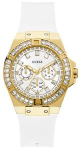 Shop Guess Venus Diamonds White Dial White Rubber Strap Watch for Women - GW0118L5 in USA