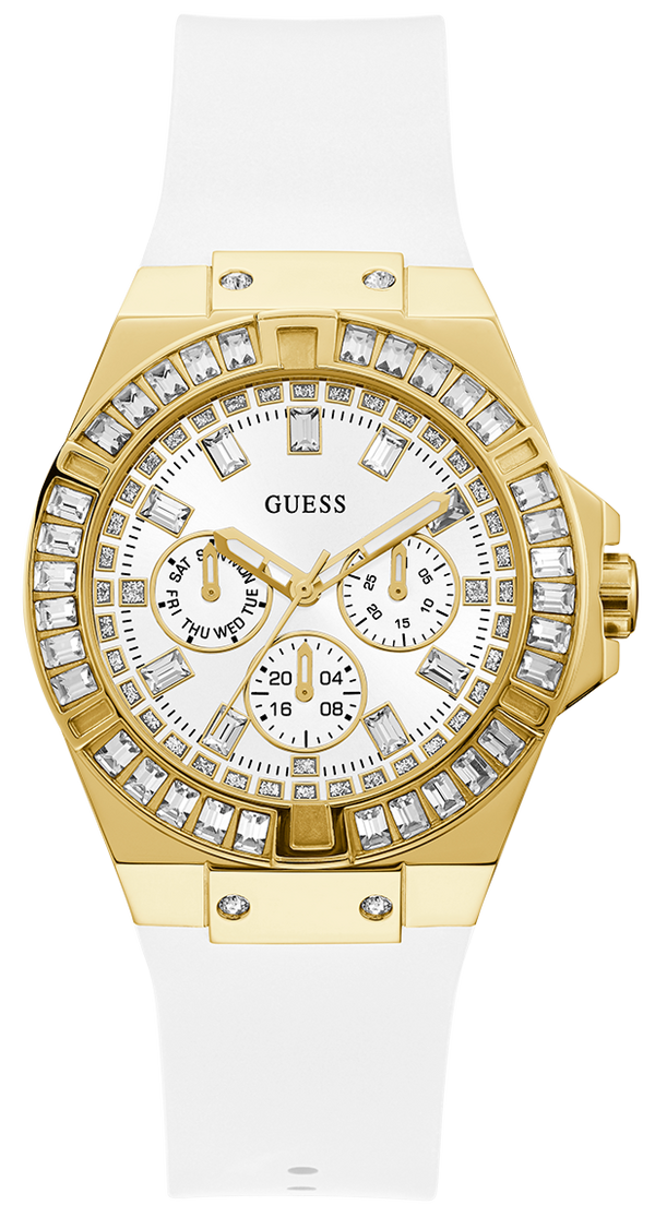 Shop Guess Venus Diamonds White Dial White Rubber Strap Watch for Women - GW0118L5 in USA