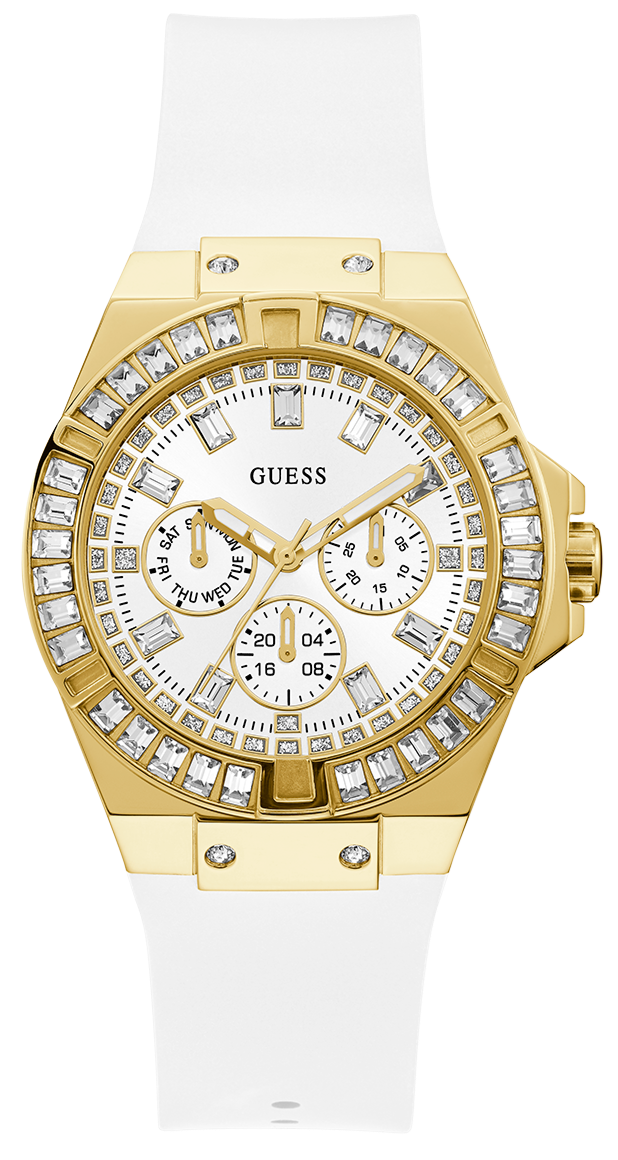 Shop Guess Venus Diamonds White Dial White Rubber Strap Watch for Women - GW0118L5 in USA