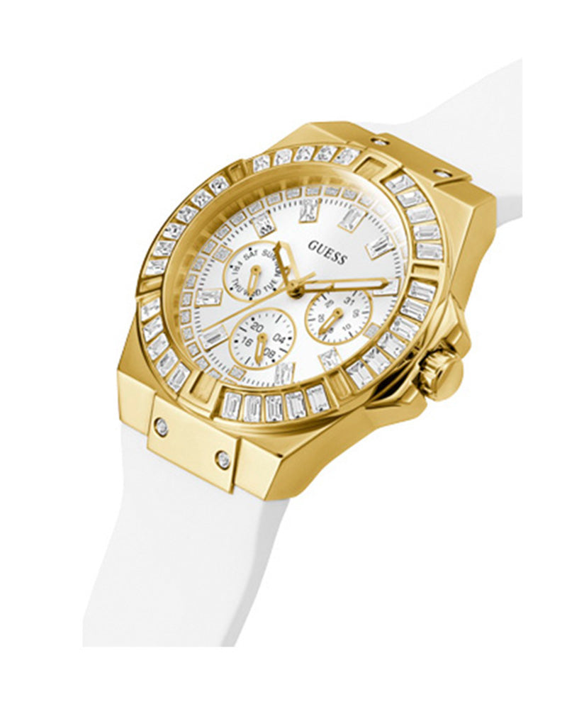 Shop Guess Venus Diamonds White Dial White Rubber Strap Watch for Women - GW0118L5 in USA