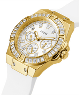 Guess Luna Diamonds White Dial White Rubber Strap Watch for Women - W0653L3 Buy Now By Guess