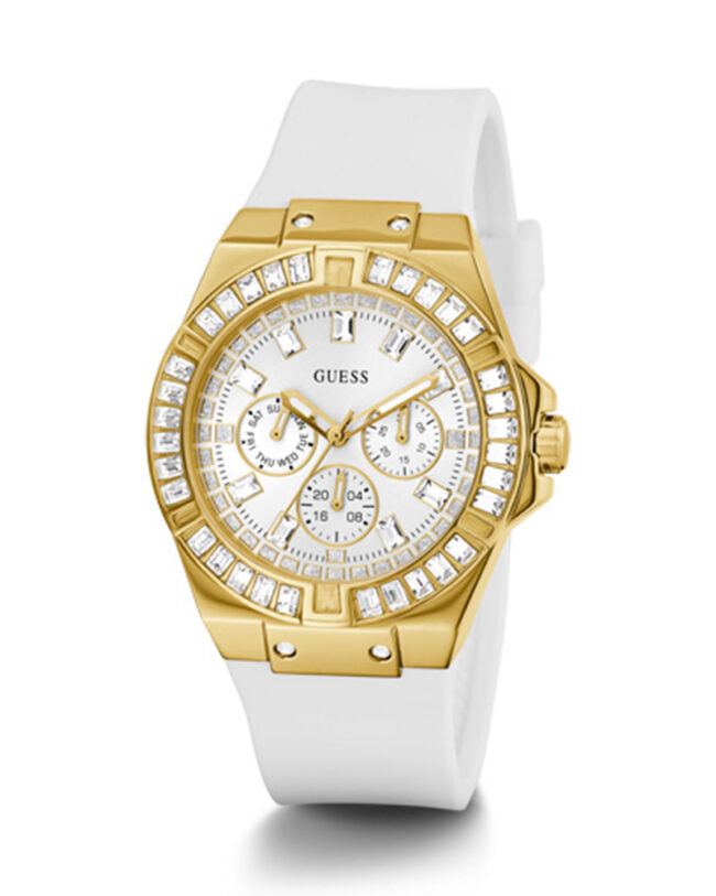 Shop Guess Venus Diamonds White Dial White Rubber Strap Watch for Women - GW0118L5 in USA