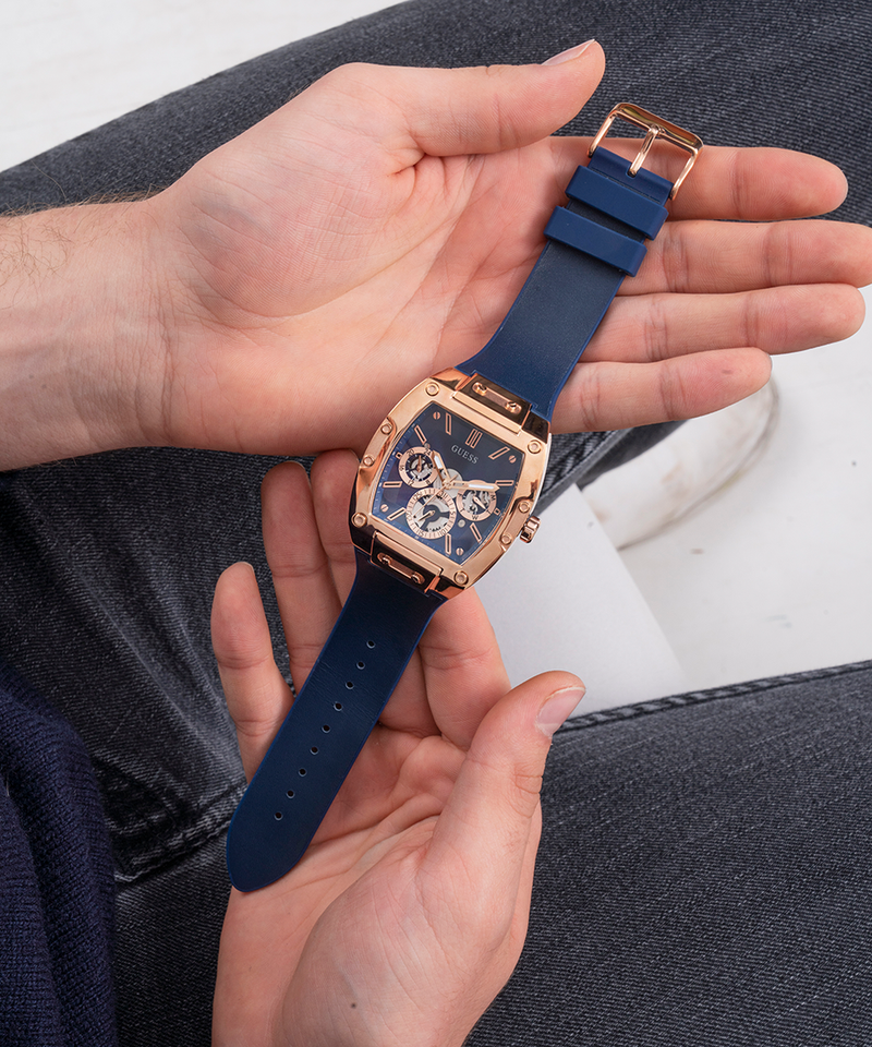 Guess Phoenix Multifunction Blue Dial Blue Rubber Strap Watch for Men - GW0202G4 Buy Now By Guess