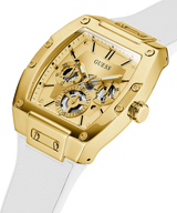 Guess Phoenix Multifunction Gold Dial White Leather Strap Watch for Men - GW0202G6 Buy Now By Guess
