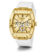 Guess Phoenix Multifunction Gold Dial White Leather Strap Watch for Men - GW0202G6 Buy Now By Guess
