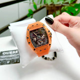 Guess Phoenix Multifunction Black Dial Orange Rubber Strap Watch For Men - GW0203G10 Buy Now By Guess