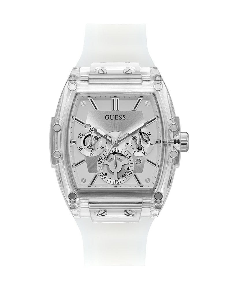 Guess Phoenix Multi Function Silver Dial White Rubber Strap Watch for Men - GW0203G1 Buy Now By Guess