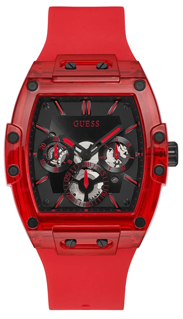 Guess Phoenix Multifunction Black Dial Red Rubber Strap Watch for Men - GW0203G5 Buy Now By Guess