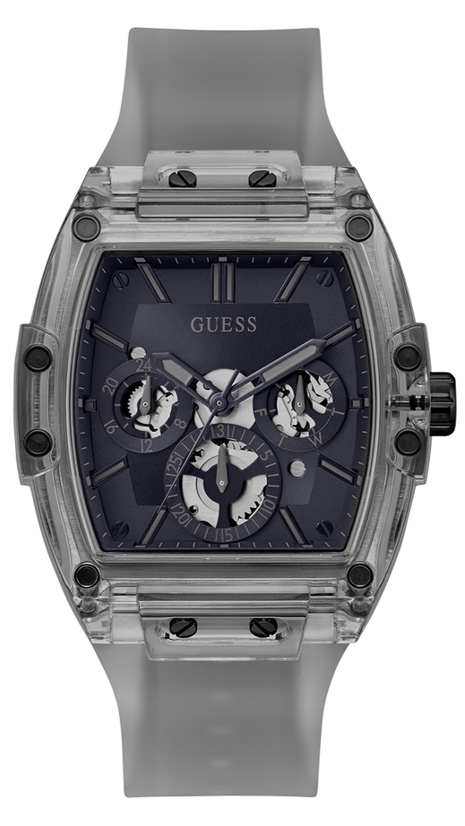 Guess Phoenix Multifunction Black Dial Grey Silicone Strap Watch For Men - GW0203G9 Buy Now By Guess