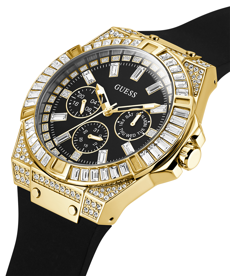 Guess Zeus Chronograph Diamonds Black Dial Black Silicone Strap Watch For Men - GW0208G2 Buy Now By Guess