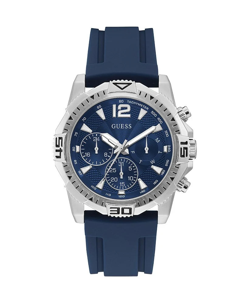 Guess Commander Blue Dial Blue Rubber Strap Watch for Men - GW0211G1 Buy Now By Guess