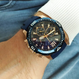 Guess Commander Blue Dial Blue Rubber Strap Watch for Men - GW0211G4 Buy Now By Guess
