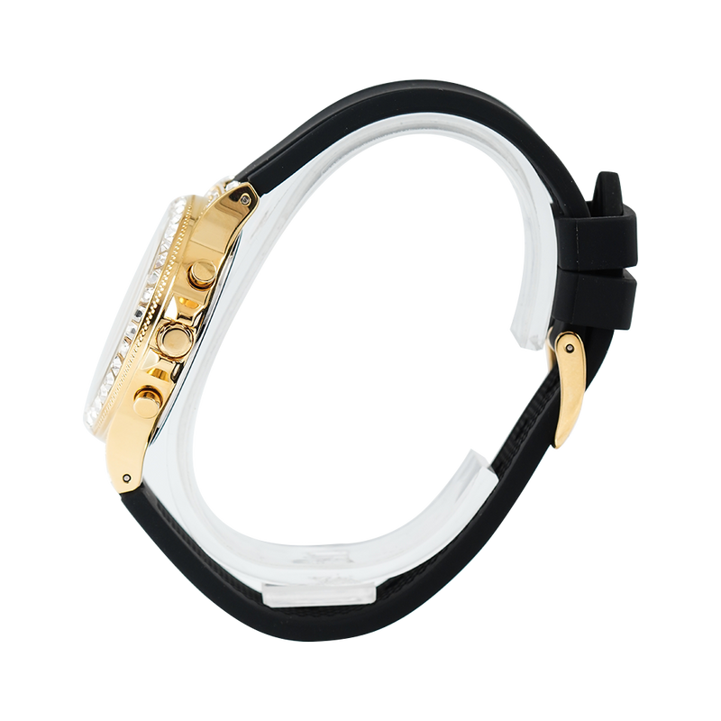 Guess Moonlight Crystals Silver Dial Black Silicone Strap Watch For Women - GW0257L1 Buy Now By Guess