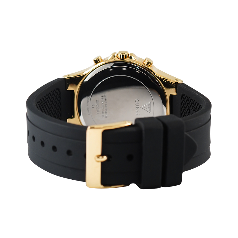 Guess Moonlight Crystals Silver Dial Black Silicone Strap Watch For Women - GW0257L1 Buy Now By Guess