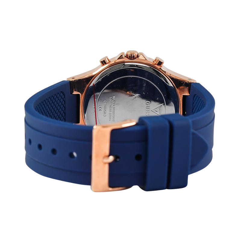 Guess Moonlight Diamonds White Dial Blue Rubber Strap Watch for Women - GW0257L3 Buy Now By Guess