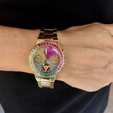 Guess Sugarrush Quartz Multicolor Dial Gold Steel Strap Watch For Women - GW0258L1 Buy Now By Guess