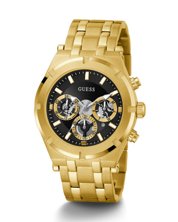 Shop Guess Continental Black Dial Gold Steel Strap Watch for Men - GW0260G2 in USA