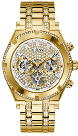 Shop Guess Continental Diamonds Gold Dial Gold Steel Strap Watch for Men - GW0261G2 in USA