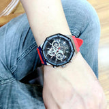 Guess Momentum Black Dial Red Rubber Strap Watch for Men - GW0263G3 Buy Now By Guess