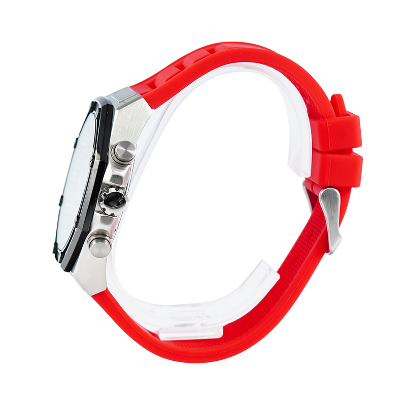 Guess Momentum Black Dial Red Rubber Strap Watch for Men - GW0263G3 Buy Now By Guess