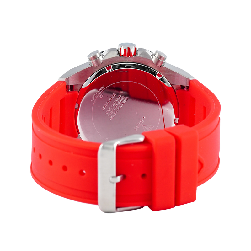 Guess Momentum Black Dial Red Rubber Strap Watch for Men - GW0263G3 Buy Now By Guess