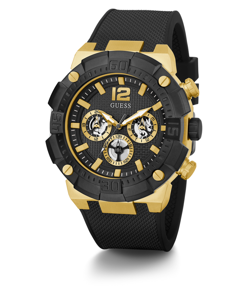 Guess Navigator Chronograph Black Dial Black Rubber Strap Watch for Men - GW0264G3 Buy Now By Guess