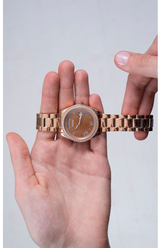 Guess Luna Diamonds Rose Gold Dial Rose Gold Steel Strap Watch for Women - GW0307L3 Buy Now By Guess