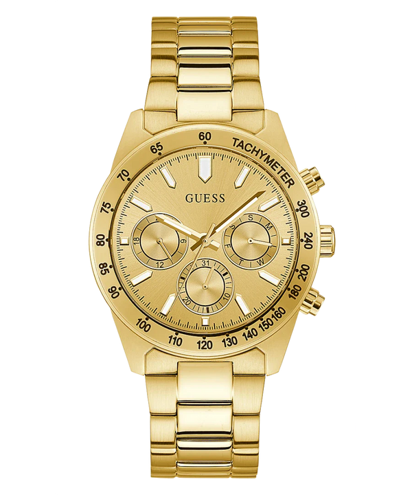 Shop Guess Analog Chronograph Gold Dial Gold Steel Strap Watch for Men - GW0329G3 in USA