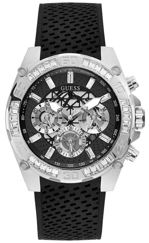 Shop Guess Trophy Multifunction Black Dial Black Rubber Strap Watch for Men - GW0333G1 in USA
