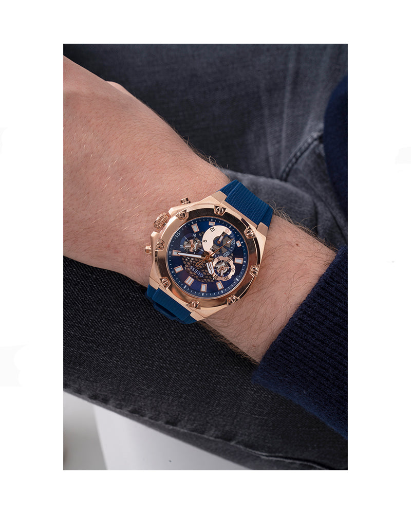 Guess Third Gear Analog Blue Dial Blue Rubber Strap Watch for Men - GW0334G3 Buy Now By Guess