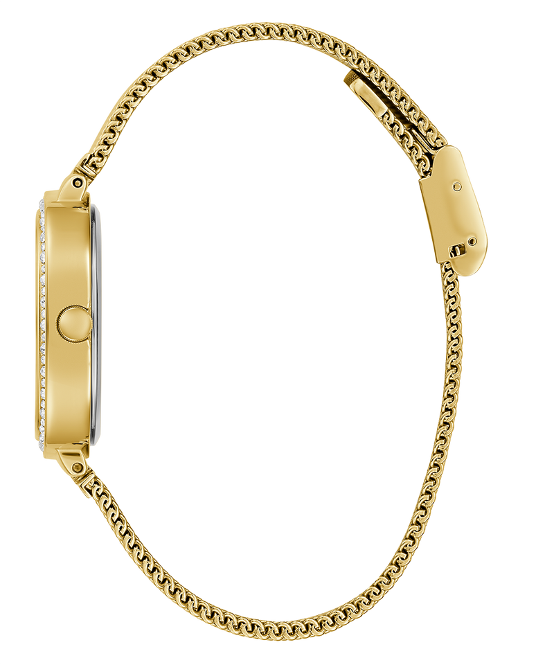 Guess Quartz Red Dial Gold Mesh Strap Watch For Women - GW0354L4 Buy Now By Guess