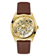 Guess Multifunction Chronograph Gold Dial Brown Leather Strap Watch For Men - GW0389G5 Buy Now By Guess