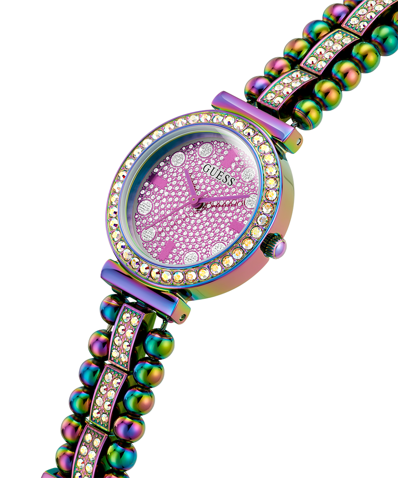 Guess Intricate Iridescent Crystals Purple Dial Purple Steel Strap Watch for Women - GW0401L4 Buy Now By Guess