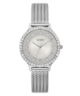 Shop Guess Soiree Diamonds Silver Dial Silver Mesh Bracelet Watch for Women - GW0402L1 in USA