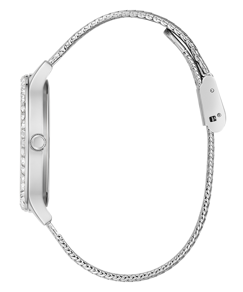 Shop Guess Soiree Diamonds Silver Dial Silver Mesh Bracelet Watch for Women - GW0402L1 in USA