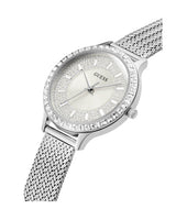 Shop Guess Soiree Diamonds Silver Dial Silver Mesh Bracelet Watch for Women - GW0402L1 in USA