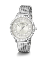 Shop Guess Soiree Diamonds Silver Dial Silver Mesh Bracelet Watch for Women - GW0402L1 in USA