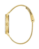 Shop Guess Soiree Diamonds Gold Dial Gold Mesh Bracelet Watch for Women - GW0402L2 in USA