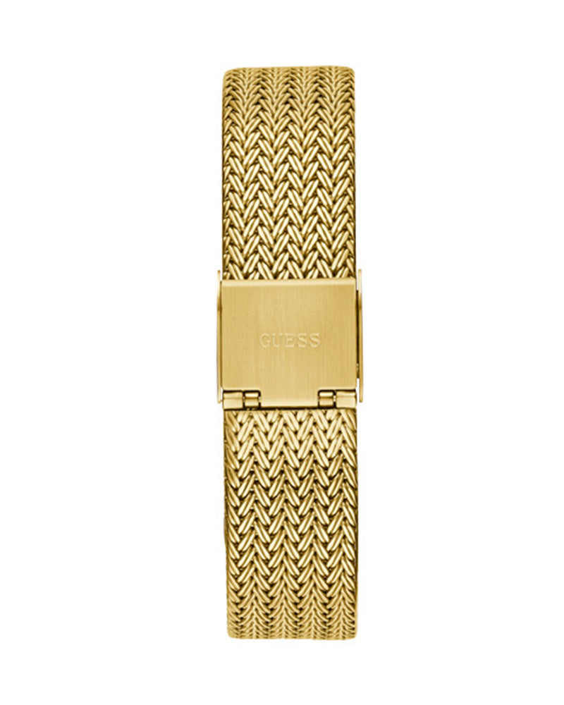 Shop Guess Soiree Diamonds Gold Dial Gold Mesh Bracelet Watch for Women - GW0402L2 in USA