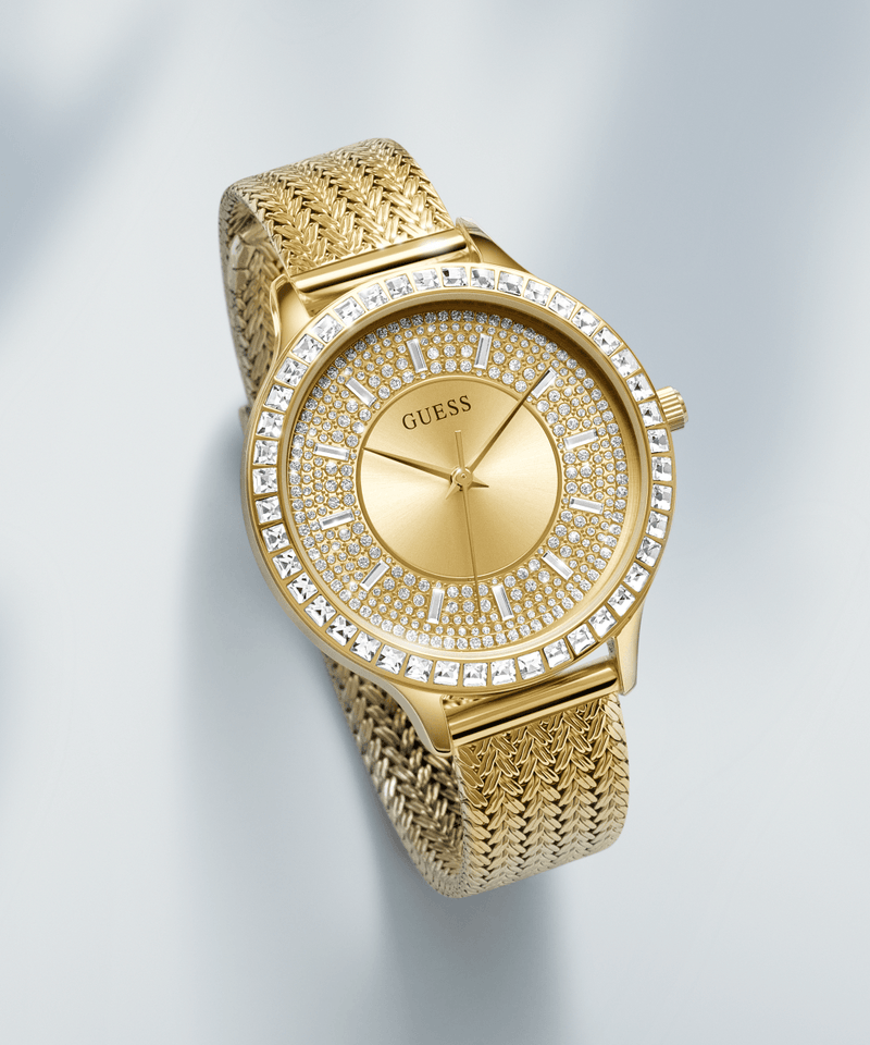 Guess Willow Two Tine Dial Gold Mesh Bracelet Watch For Women - W0836L3 Buy Now By Guess