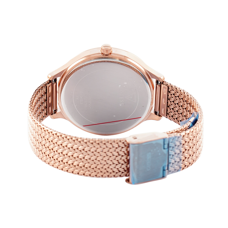 Shop Guess Soiree Diamonds Rose Gold Dial Rose Gold Mesh Bracelet Watch for Women - GW0402L3 in USA